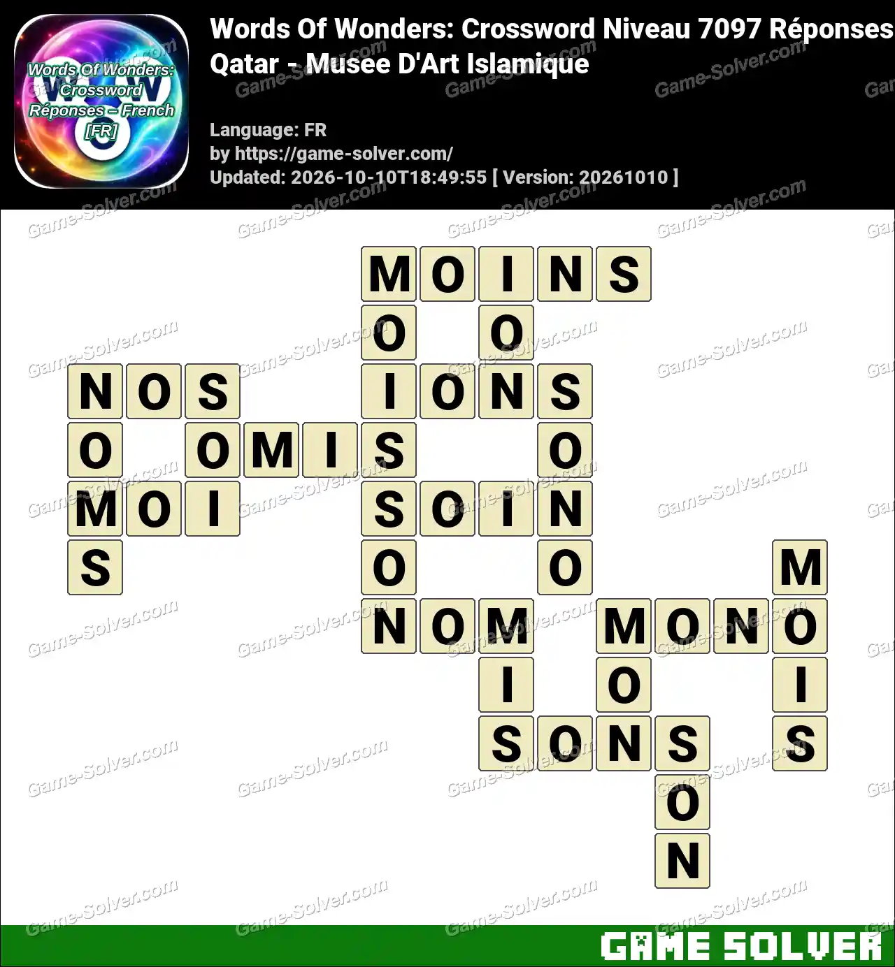 Words Of Wonders: Crossword Niveau 7097 Réponses – Qatar – Musee D’Art Islamique